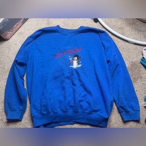 Gildan Royal Blue Crewneck Sweater with Snowman Embroidery